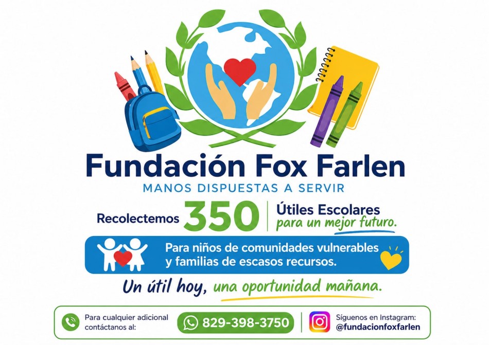 Fundación Fox Farlen lanza campaña para recolectar 350 kits de útiles escolares destinados a niños de escasos recursos